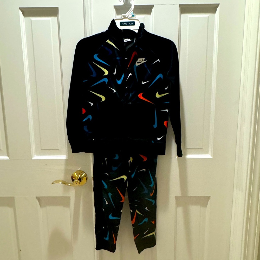 Nike multi colored swoosh tracksuit 2 pieces size 6